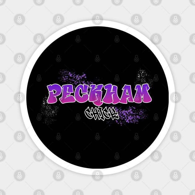 Peckham Chick I Graffiti Design I Neon Colors I Purple Magnet by EverYouNique